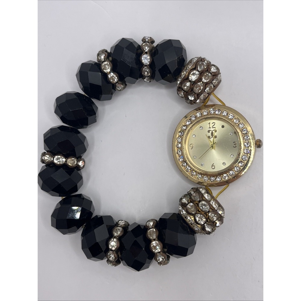 Charming Charlie Women's Quartz Watch‎ Beaded Band Gold 31mm Case- New Battery